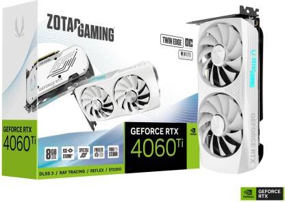 ZOTAC NVIDIA GAMING GeForce RTX 4060 Ti 8GB Twin Edge OC White Edition 8 GB GDDR6X Graphics Card
