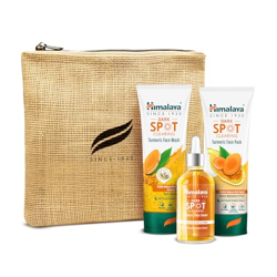 Himalaya Dark Spot Clearing Turmeric Kit (Pack of 3) | 100% Organically sourced Svarasa Turmeric | Free Jute Bag | Face Wash 100 ml | Face Pack 100 gm | Serum 30 ml | Power of Glycolic Acid & Niacinamide | Gives radiant spot free skin | Non-Staining