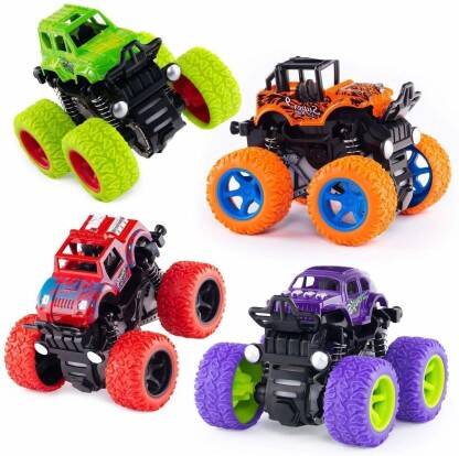 Nexteesh Monster Truck Friction Power Cars With Big Rubber Tires 360* pack of 1(Multicolor)