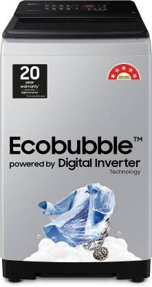 SAMSUNG 8 kg 5 star, Ecobubble, Digital Inverter, Fully Automatic Top Load Washing Machine Grey(WA80BG4441BGTL)