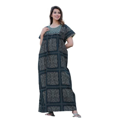 G4Girl Pure Cotton Embroidery Nighty for Women's | Night Gown | Nighty | Nightdress | Maxi | Sleepwear | Jaipuri Nighty | Nighties | Gown