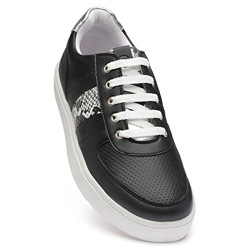 Printed Sneakers For Women |Fashionable| Stylish | Lightweight | Comfortable | Handcrafted | Cruelty Free | Lace up | Premium Vegan Leather with Memory Foam Soles for Extra Cushioning | BLACK | 5UK
