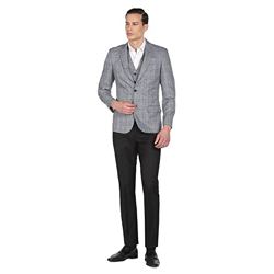 Arrow Men's Polyester Medium Grey Checkered Suit (ARABSU5503 38)