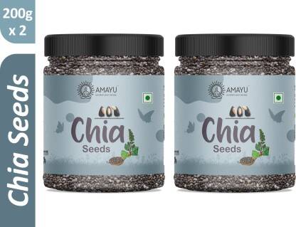 AMAYU Raw Organic with Omega 3, Zinc & Fiber | Calcium Weight Loss & Eating Combo Chia Seeds(400 g, Pack of 2)