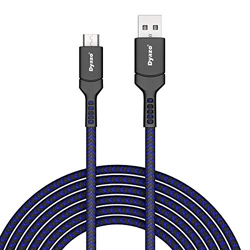 Dyazo 5 ft 2.4 Ampere Micro USB Nylon Braided Extra Tough Unbreakable Cable/Charging Wire with Fast Charging 1.5M Long Compatible for All Android Devices (Multicolour, Blue)