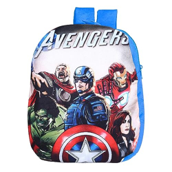 Kuber Industries Marvel Avengers Backpack | 2 Compartment Velvet School Bag | School Bag for Kids | Kids School Backpack | Backpack for School | Blue