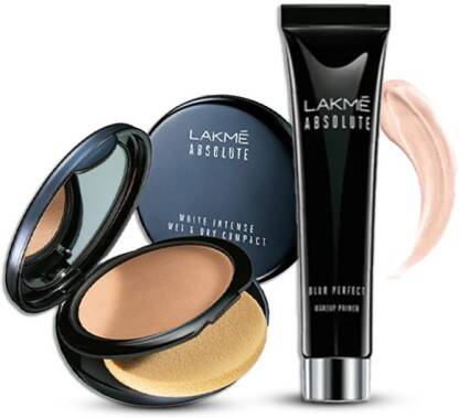 Lakm Absolute White-Intense Wet & Dry Compact, Golden Med03+Blur Perfect Makeup Primer(2 Items in the set)