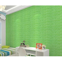 GLUN 3D Green Color Brick Wallpaper Self Adhesive for Wall PE Foam Wall Stickers DIY Wall Decor (70 x 77cm, Appx. 5.8Sq Feet)