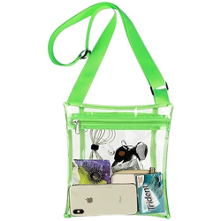 BigPlayer Womens Clear Vinyl Cross-Body Purse; Stadium Approved with Adjustable Strap and Extra Inside Pocket; Green