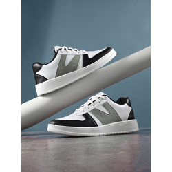 The Lifestyle Co. Men White & Grey Colourblocked Casual Sneakers