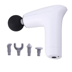 WMARK MG-077 Deep Tissue Massage Gun 5 level power vibration Percussion Muscle Massager for Full Body Pain Relief of Neck Shoulder, Back, Foot for Men & Women 5 massage heads, speed 3200r/min, WHITE