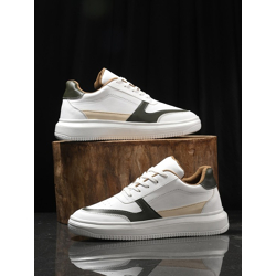 The Lifestyle Co. Men White & Brown Colourblocked Lightweight Comfort Sneakers