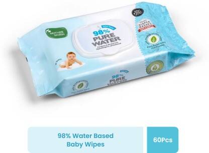 Mother Sparsh 98% Water Based Scented Wipes Plant Derived Fabric 60 Pcs/Pack (Pack of 1)(60 Wipes)