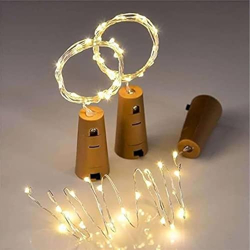 Lexton 20 LED Wine Bottle Cork Lights Copper Wire String Lights (Warm White - Pack of 10)