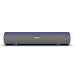 amazon basics SB25L 25W Bluetooth Soundbar with 4000 mAh Battery | 2X Bass | Up to 7 hrs of Playback | Blue LED Lights | Bluetooth 5.3, Aux & USB Connectivity (Grey)