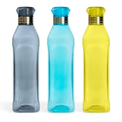 HomeWiz Kitchen Unbreakable Plastic Water Bottle I Leak Proof I BPA Free Food Grade Fridge Water Bottle I Ideal for Gym, Office, Home, Travel, College, Easy to Clean, 1 Litre Each, Set of 3, Assorted