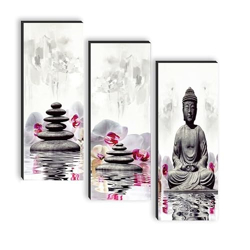SAF paintings set of 3 Lord Buddha UV textured self adeshive wall painting for home decoration SANF-SJ179