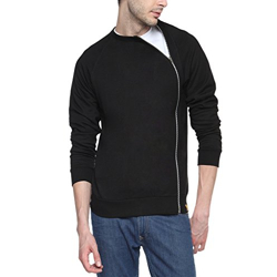 Campus Sutra Black Mens Mettalic Side Zipped Jacket