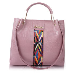 Envias Leatherette Handbags For Women's Ladies Croco (Pink)