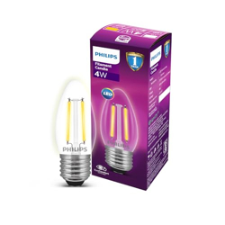 PHILIPS 4-watt Filament Candle LED Bulb | Clear Candle Bulb for Home & Decoration | Bulb Base: E27, Cool White | Pack of 1