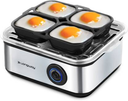Longway Stainless Steel Egg Boiler for Steaming Cooking & Boiling EB04 Egg Cooker(Silver, 8 Eggs)