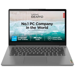 Lenovo IdeaPad 3 12th Gen Intel Core i3-1215U 14 Inch (35.5cm) FHD Thin & Light Laptop (8GB/512GB SSD/Win 11/Office 2021/1 Year Warranty/3months Game Pass/Arctic Grey/1.43Kg), 82RJ00FUIN