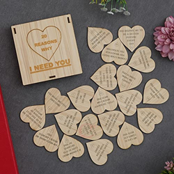 eCraftIndia Brown Wooden 20 Reasons Why I Need You Printed on Little Hearts Valentine Gift Box| Valentine Gift for Girlfriend Boyfriend Husband Wife| Valentine Day Gifts|Valentine Day Decoration Items