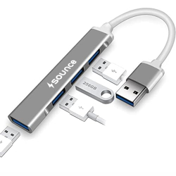 Sounce 4-Port USB 3.0 Hub for PC  High-Speed Aluminum USB Hub Compatible with PC, MacBook, Mac Pro, Mac Mini, iMac, Surface Pro, and XPS. 4-Port High Speed USB Hub with Aluminium Shell