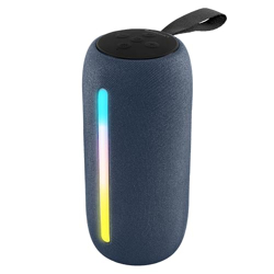 ZEBRONICS Sonic POD 20, Portable Bluetooth Speaker, 10 Watts, Upto 15 Hours Playback, RGB LED, Call Function, Fabric Finish with Carry Loop, BTv5.3 | TWS | USB | mSD | AUX (Blue)