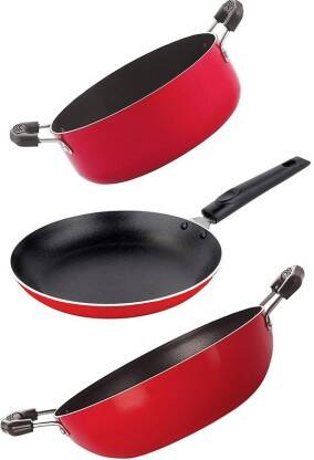 NIRLON Non-Stick BPA Free Non-Toxic Healthy Kitchen Cooking Essential Combo Gift Set Offer Non-Stick Coated Cookware Set(Aluminium, Stainless Steel, 3 - Piece)