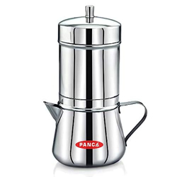 PANCA Stainless Steel Premium Filter Coffee Maker With Handle, Mocha Pot, 4-6 Cups, Large, 250ml (304 Grade SS)