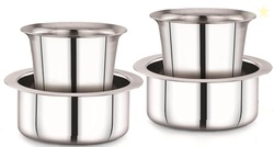 KC Stainless Steel Dabara Set | Tea, Coffee Dabara Set | South Indian Coffee Glass Tumbler Set of 2 | Serving Drinkware | Stainless Steel Dabara Tumbler Set, 200 ML Capacity