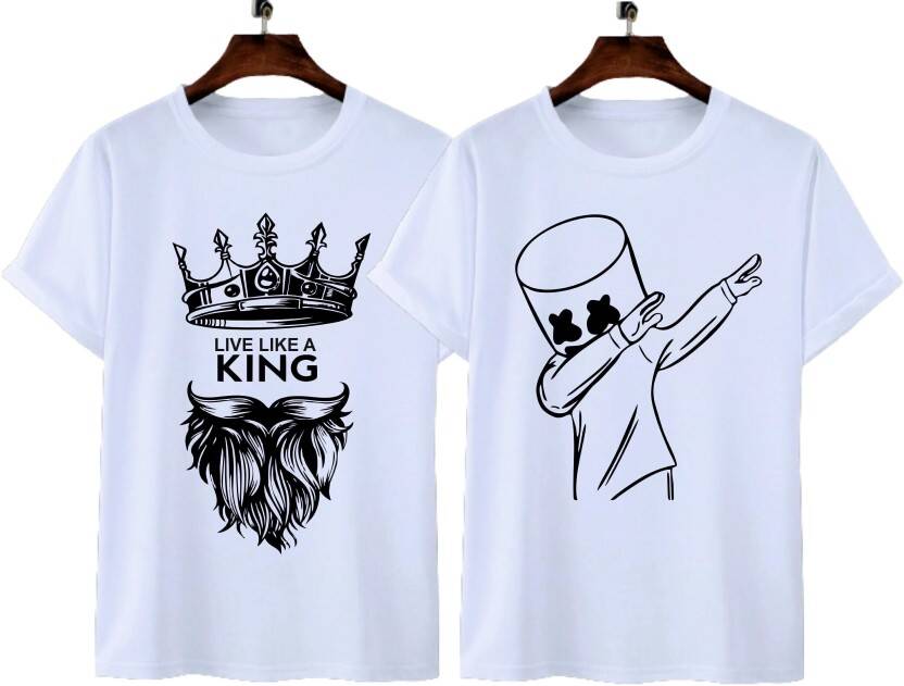 Men Solid Round Neck Polyester White T-Shirt
