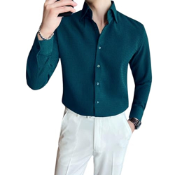GRECIILOOKS Mens Casual Polycotton Regular Fit Shirt (Teal, Medium)