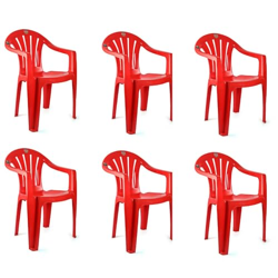 Cello Capri Arm Chair (Red, Set of 6)