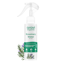Aravi Organic Rosemary Water Hair Spray For Hair Growth - Reducing Hair Fall, Strengthens Hair & Breakage - Promotes Healthy Follicles and Thicker Hair - For Men & Women - Fragrance Free -100 ml