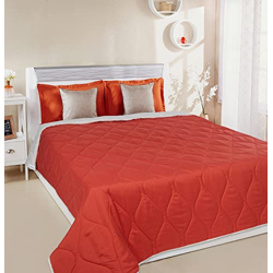 Amazon Brand - Solimo Microfibre Reversible Quilted AC Blanket, Double, 120 GSM, Pastel Parchmentand Summer FLG