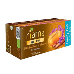 Fiama Gel Bathing Bar Golden Sandalwood Oil and Patchouli with Skin Conditioners for Moisturized, Soft and Luxurious Skin, 750g (125g - Pack of 6), Soap for Women & Men, For All Skin Types