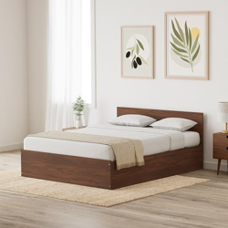 Amazon Brand - Solimo Altamore Engineered Wood Queen Bed with Box Storage (Walnut Finish)