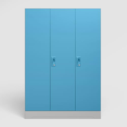 GODREJ INTERIO Almirah Slimline 3-Door Steel Almirah, Cupboard for Clothes (Royal Ivory and Milky Blue), 1-Year Warranty, 7 Shelves, 1 Locker