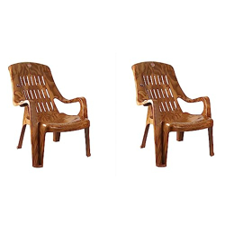 Cello Comfort Plastic Relaxed Armchair, Set of 2 (Sandalwood Brown)