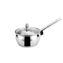Steelcraft Premium Stainless Steel Almora Saucepan with Glass lid -14 cm, 790ml (Induction Friendly) Cook and Serve, for Multipurpose Cooking, Silver, Set of 1