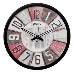 Amazon Brand - Solimo Plastic 12-inch Designer Wall Clock (Silent Movement, Black Frame)