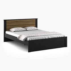 Home Centre Helios Rhine Lyon Engineered Wood King Size Bed Without Storage - 194 cm x 205 cm, Walnut (Model: Lyon-K-NO-Storage)
