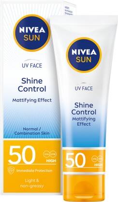 NIVEA Sunscreen - SPF 50 Shine Control, UVA UVB, Lightweight, No white cast, For Men & Women(50 ml)