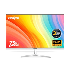 FRONTECH 24 Inch Ultima Series LED Monitor | Refresh Rate 75 Hz,IPS Panel | Full HD 1080p, Wall Mountable Sleek & Elegant Design | HDMI & VGA Ports, Dual 2W Built-in Speakers (MON-0062,White)