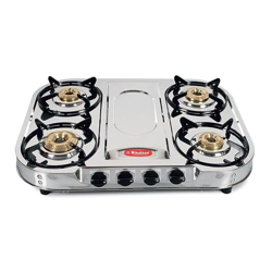 Khaitan 4 Burner Draw  FT  (with party cooking burner) Stainless Steel Manual Gas Stove (4 Burners) Khaitan 4 Burner Draw  FT  (with party cooking burner) Stainless Steel Manual Gas Stove (4 Burners)