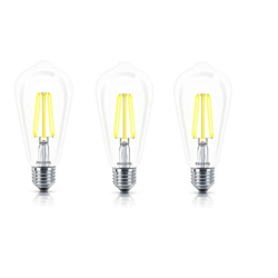 Philips 4-watt E27 ST64 LED Glass Filament Bulb | Decorative LED Bulb for Home Decoration | Warm White/Golden Yellow, Pack of 3
