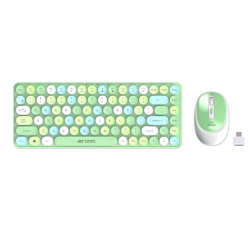 Ant Esports WKM33 Mini Keyboard and Mouse Combo, Colourful Wireless Keyboard with Round Keycaps,2.4GHz Dropout-Free Connection, Long Battery Life,Cute Wireless Mouse for PC/Laptop/Computer-Apple Green