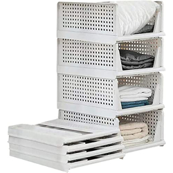 JIALTO 4 Units Clothes Organizer for Wardrobe, Versatile Cupboard Organizer for Clothes-Space Saving, Easy to Assemble, Durable Plastic Material, Wardrobe for Home (Pack of 4 Pcs Large), Pink